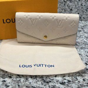 LV Sarah Empriente Leather Wallet in Cream